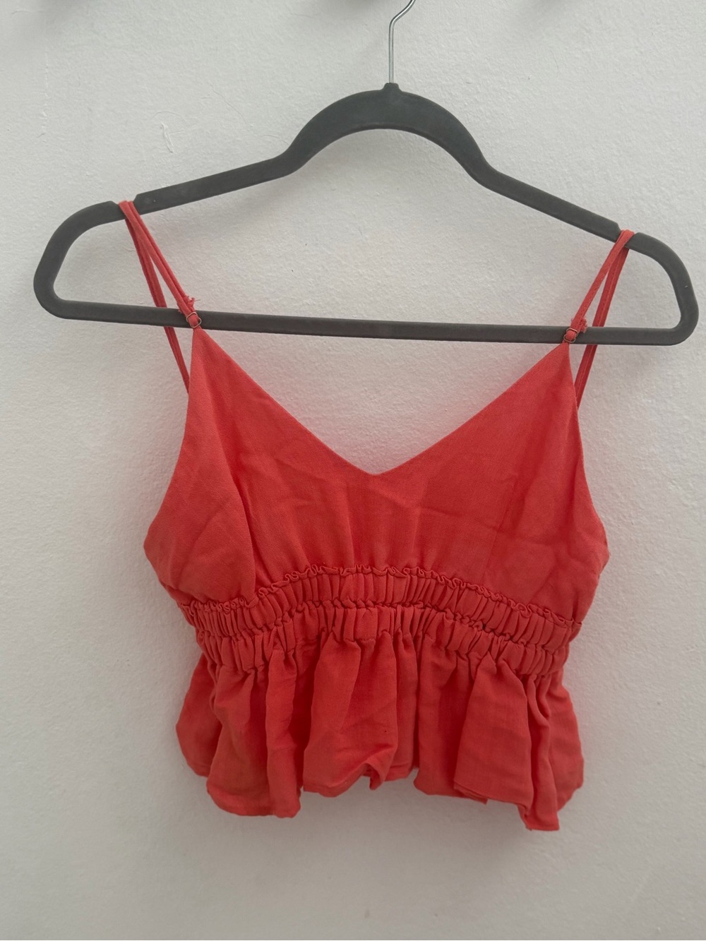 Cotton Candy Orange Smocked Ruffle Cami Top